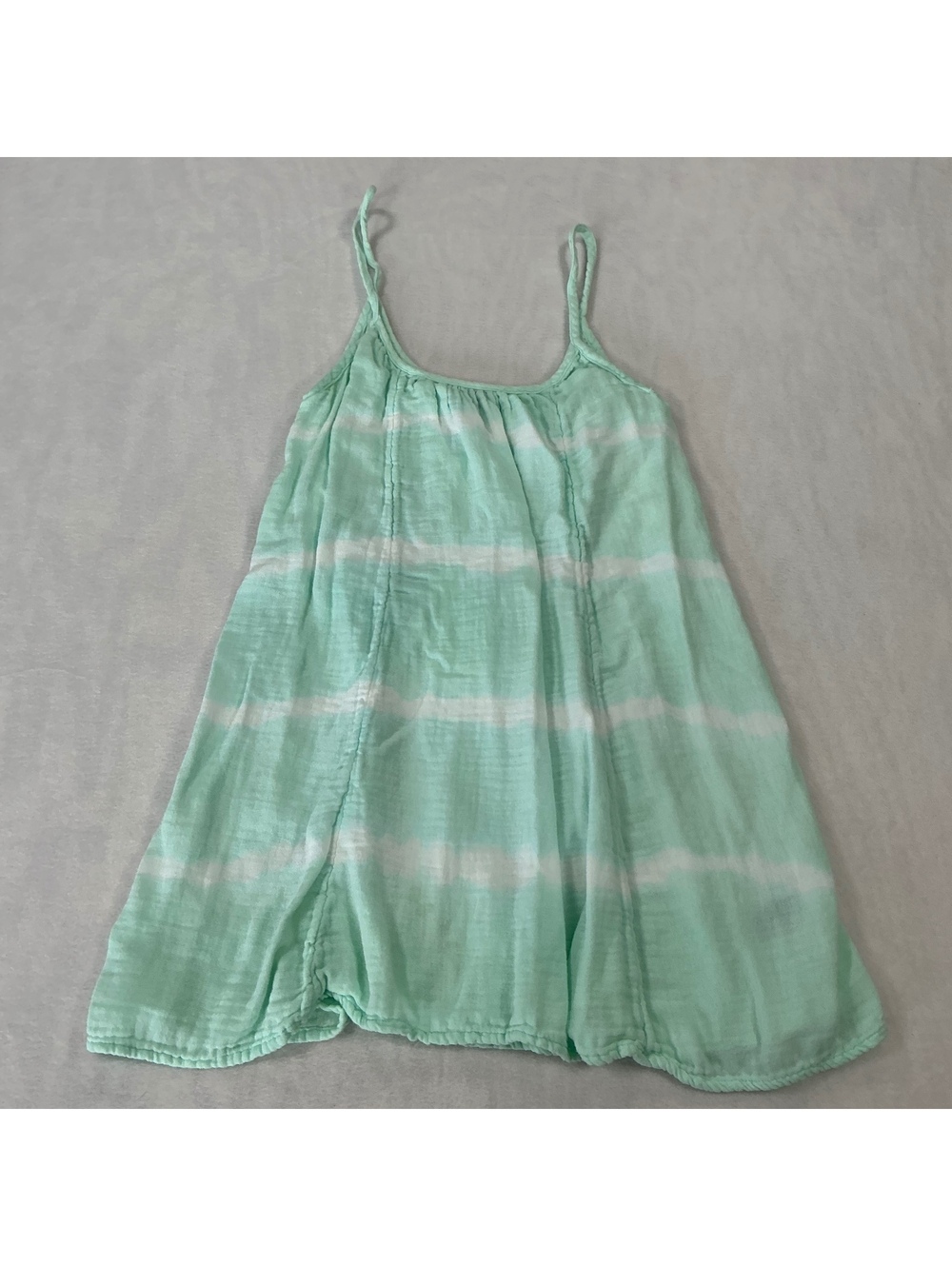 Aerie‎ Light Green and White Striped Cotton Spaghetti Strap Dress XS